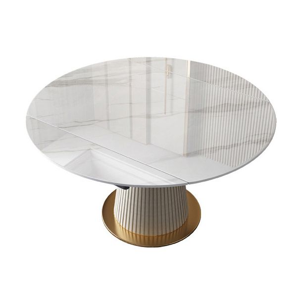 Sintered Stone Top Round Table for Restaurant Luxury Dining Table with Pedestal Base