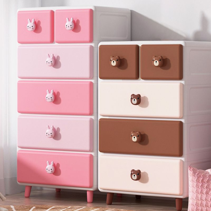 Vertical Kids Nightstand Scandinavian Plastic Nursery Dresser for Bedroom