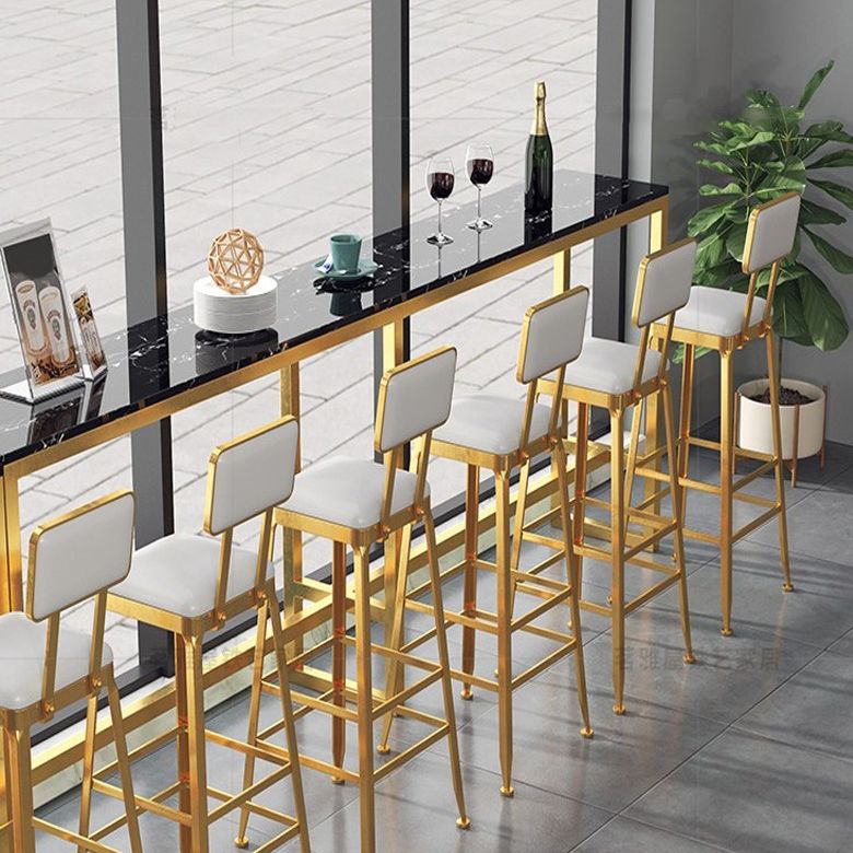 Rectangle Bar Table Contemporary Bar Table with Gold Trestle Base