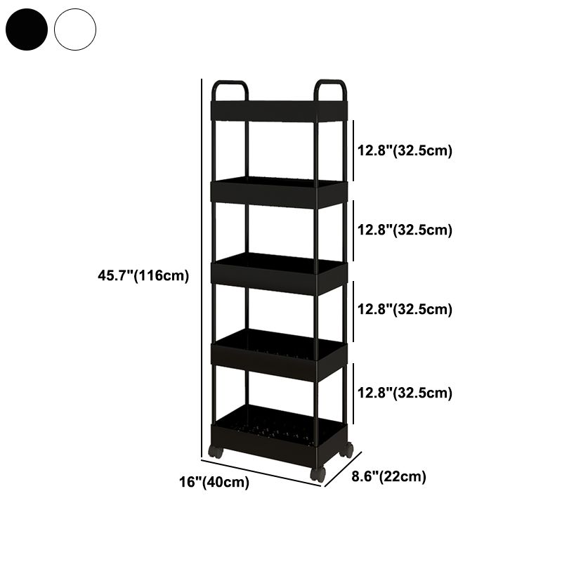 Modern Open Etagere Bookshelf Metal Frame Plastic Shelf Bookshelf with Caster Wheels