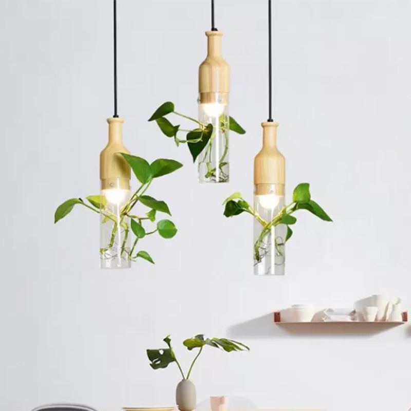 Geometric Frame Dining Room Multi Pendant Factory Metal 3 Bulbs Black Hanging Lamp Kit with Flowerpot Deco