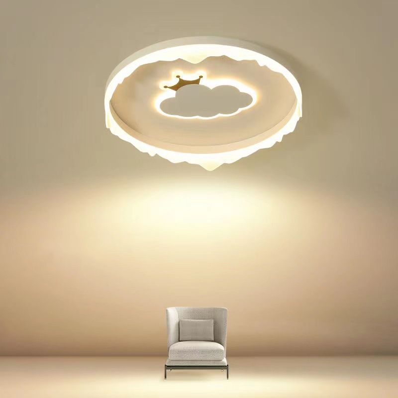 Circle Shape Flush Light Modern Style Metal 2 Lights Flush Mount in White