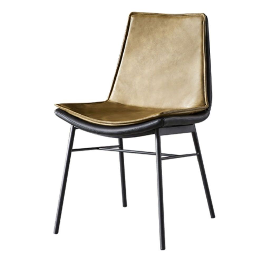 Upholstered Side Chair Modern Leather Dining Chair with Black Legs