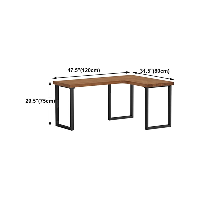 Solid Wood Pedestal Writing Desk Industrial L-Shape Office Desk