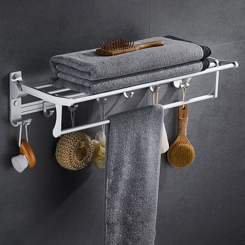 Contemporary Silver Metal Bathroom Accessory Kit with Towel Bar