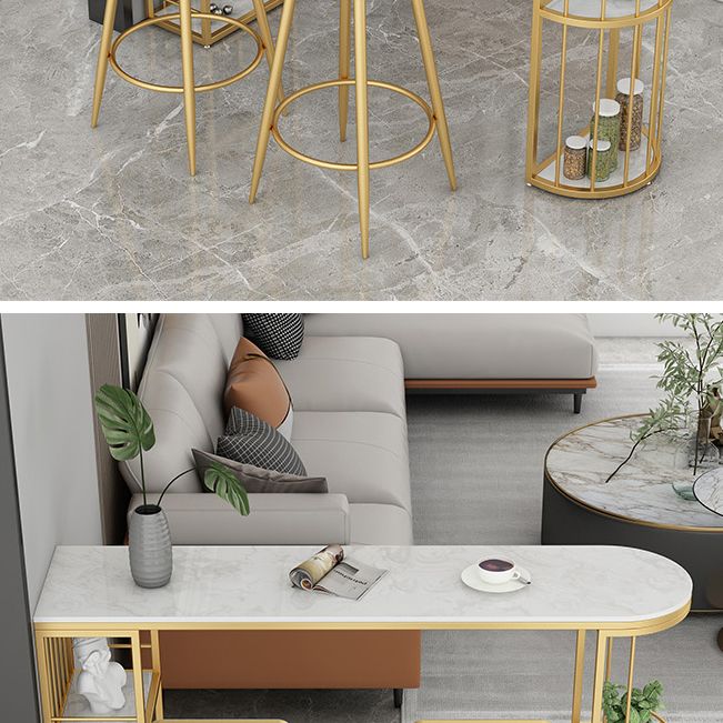 Glam Style Bar Table in Faux Marble and Metal Coffee Shop Bar Table