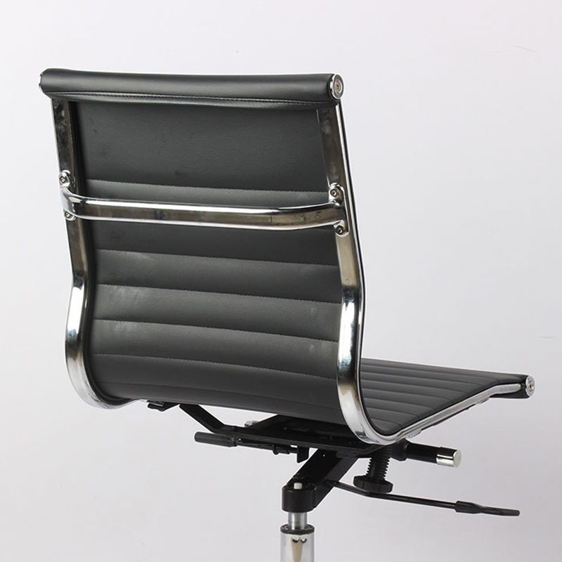 Modern Black Office Chair Adjustable Seat Height Faux Leather Desk Chair with Wheels