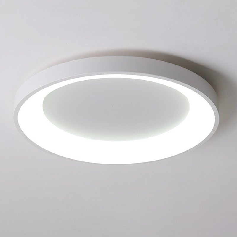 Matte White Flush Metal Contemporary Round LED Ceiling Flush Mount