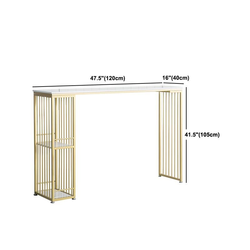 Rectangle Contemporary Patio Bar Table Double pedestal White Marble Counter Table