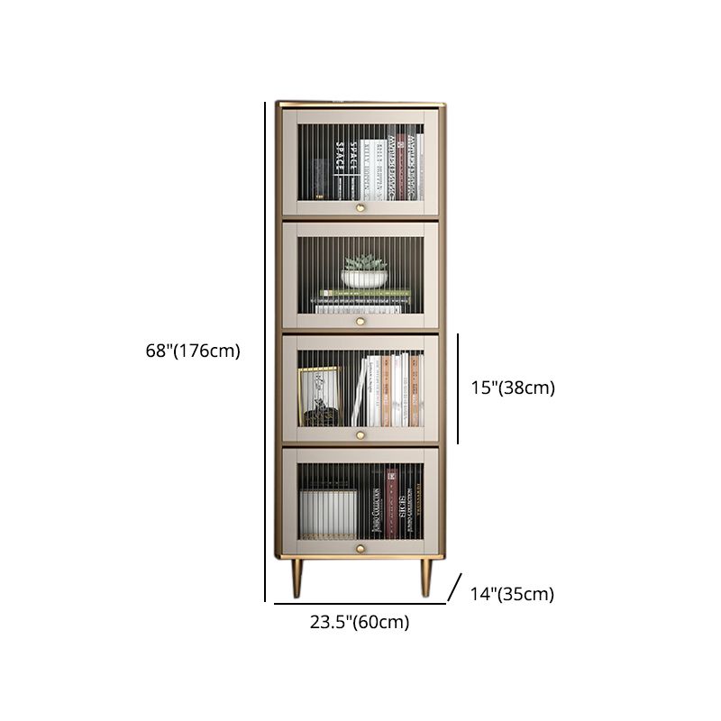 Glam Standard Bookcase Metal Frame Manufactured Wood Bookshelf with Glass Doors