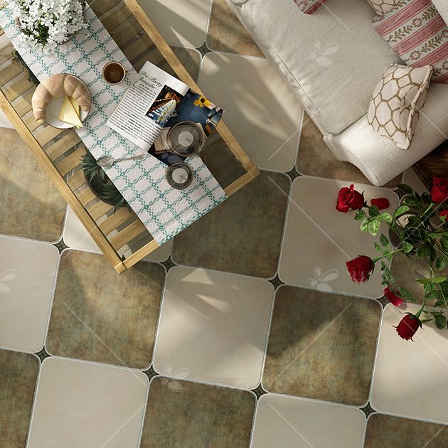 Square Floor Tile Straight Edge Traditional Style Singular Tile