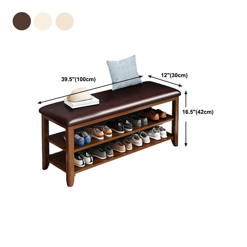 11.81 Inch Wide Seating Bench Rubberwood Bench with Shoes Storage