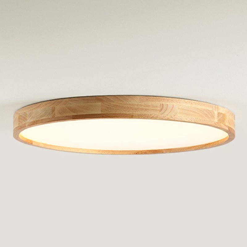 Modern Style Circle Shape Ceiling Lamp Wood 1 Light Ceiling Lighting for Dining Room