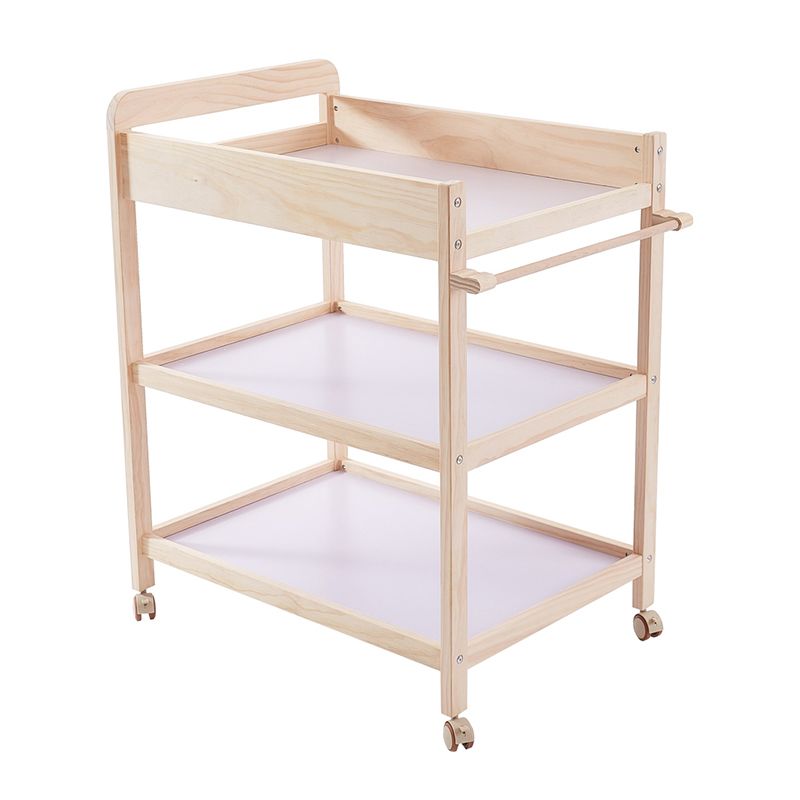 Modern Wooden Baby Changing Table Flat Top Changing Table With 4 Wheels