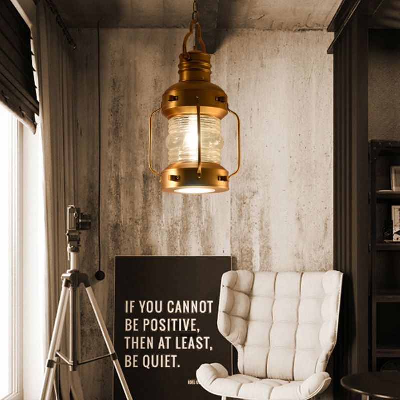 18.8" H Vintage Kerosene Lamp Hanging Light Nautical Style Iron Suspended Pendant Light for Bedroom