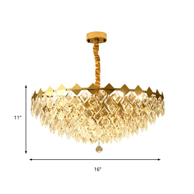 Crystal Bowl Ceiling Light Fixture Postmodern 6 Lights Gold Chandelier Light for Living Room