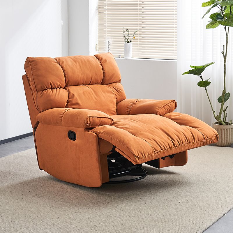 Swivel Rocker Manual Standard Recliner Solid Color Microsuede Recliner Chair