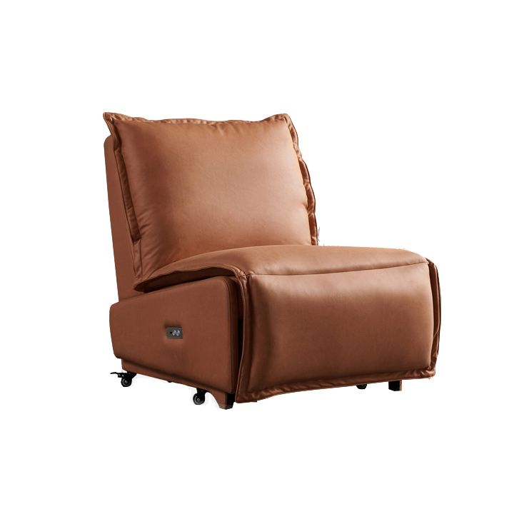 Contemporary Faux Leather Orange Solid Color Removable Cushions Recliner