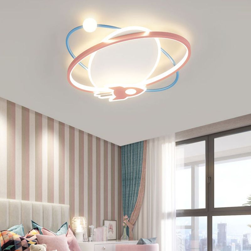 Metal Geometric Ceiling Mount Light Lovely Style Colorful Ceiling Light for Kid's Room