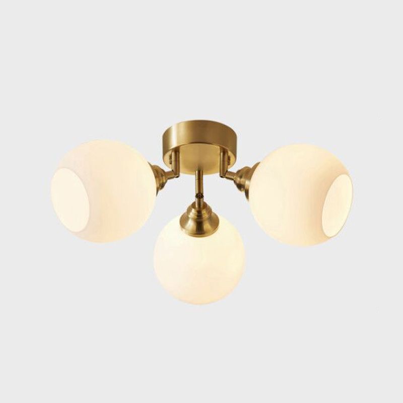 Modern Simple Copper Ceiling Light Ball Shape Ceiling Lamp for Bedroom