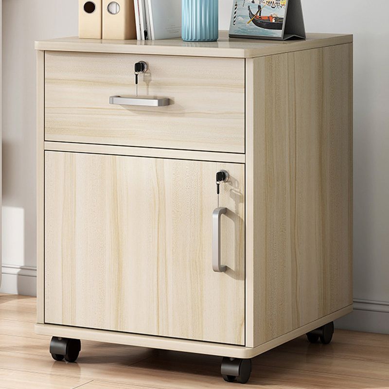 Contemporary Vertical Solid Color Drawers Castors Wood File Cabinet for Home Office