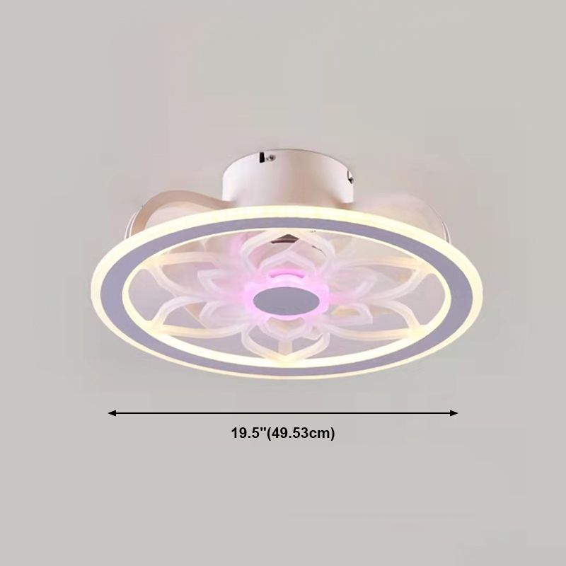 White Circle Ceiling Fan Lamp Minimalist Acrylic LED Semi Flush Mount Ceiling Light