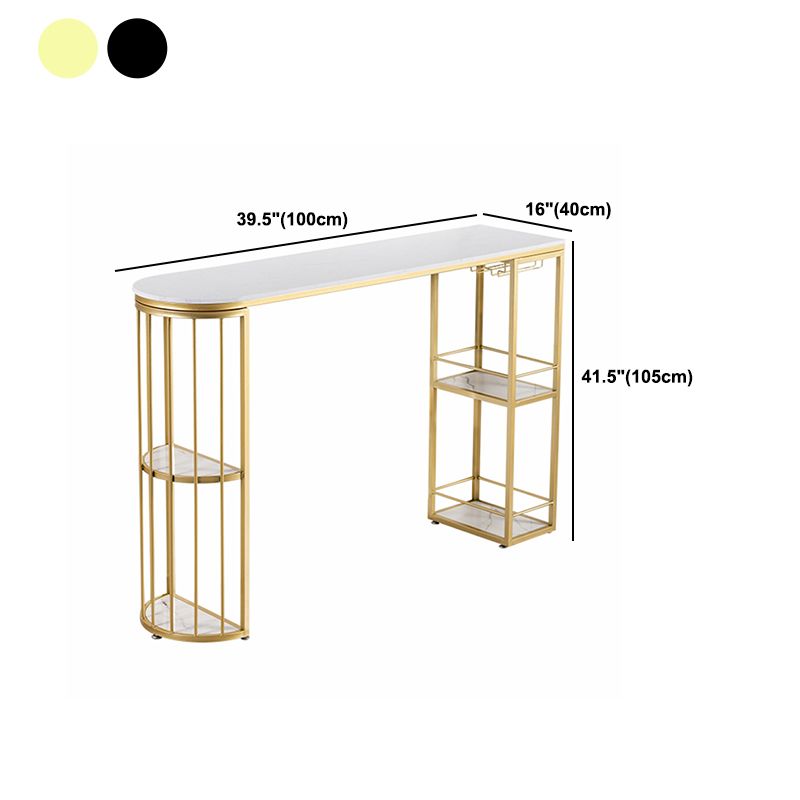 Sintered Stone Irregular Shape Bar Table Luxurious Bar Table with Storage Double Pedestal