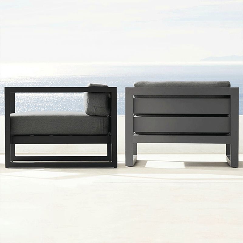 Contemporary Black Outdoor Patio Sofa Water Resistant Outdoor Patio Sofa