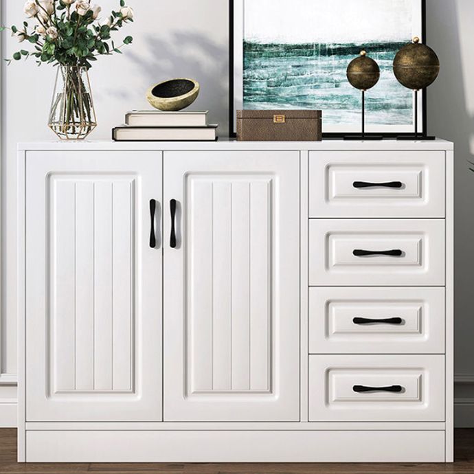 Modern White Accent Cabinet with Shelf and Wooden Drawers Cabinet