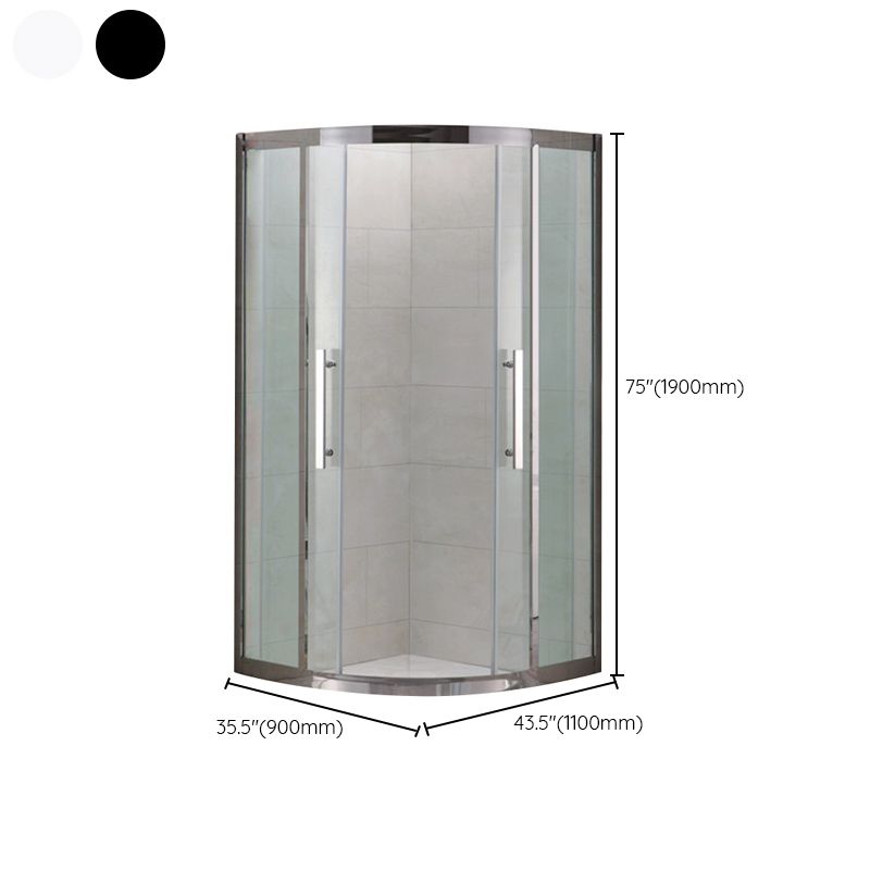 Shower Enclosure Semi-Frameless Double Sliding Neo-Angle Black  Door Handles Shower Stall