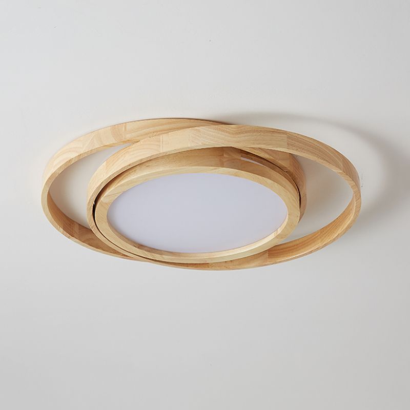 Modern Style Circle Flush Mount 1 Light Wood Ceiling Light for Bedroom