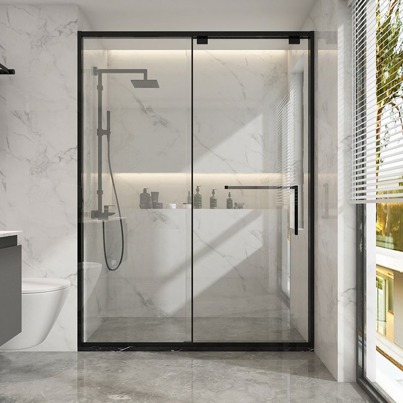 Black Stainless Steel Narrow Frame Semi Frameless Single Swing Shower Door