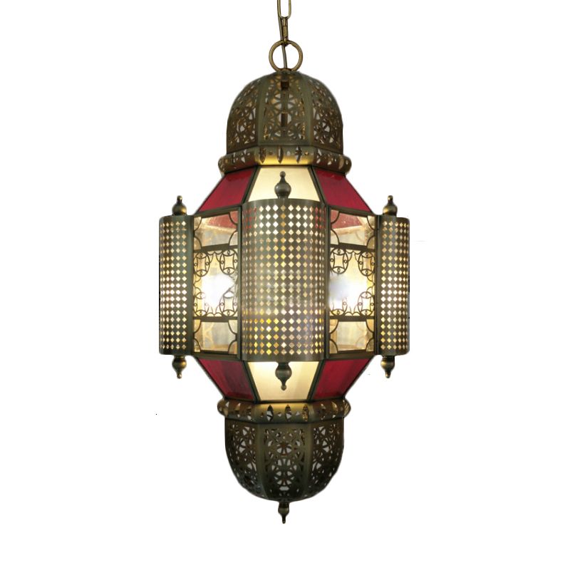 Iluminación colgante de linterna de Arabia 3 cabezas lámpara de lámpara de metal lámpara en latón para restaurante