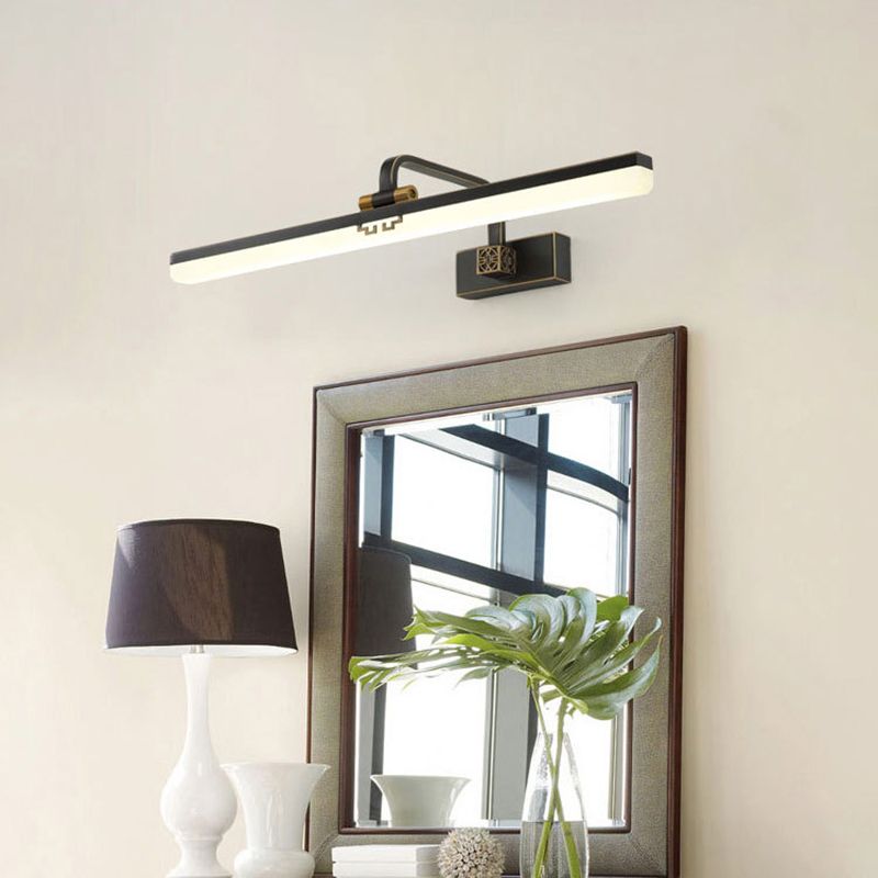 Traditional Style Metal Mirror Light Simplicity Long Strip LED Wall Sconce