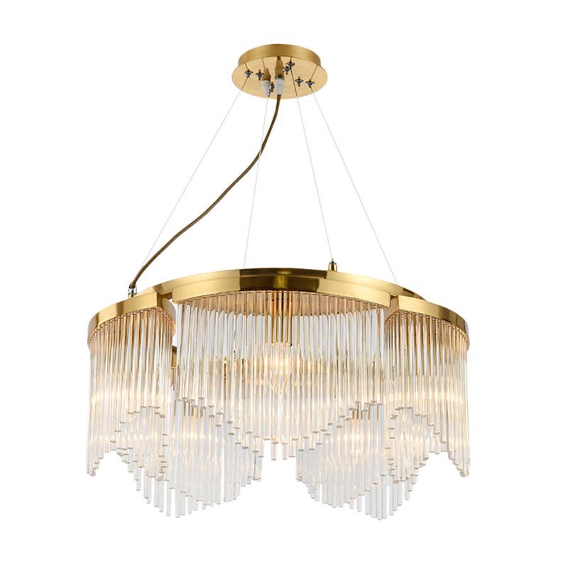 Curtain Living Room Chandelier Light Clear Crystal Glass 5 Heads Contemporary Ceiling Pendant