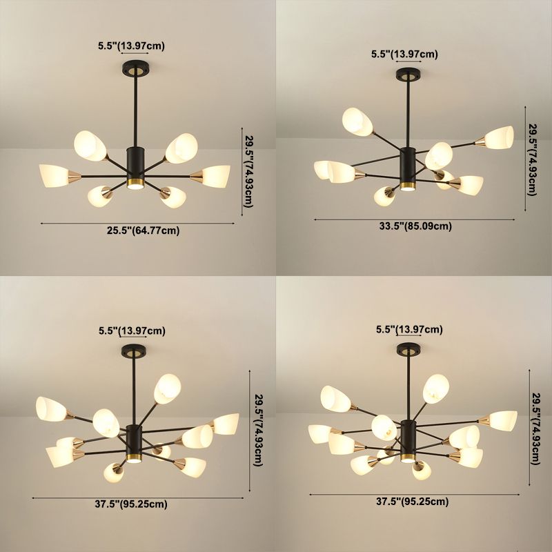 Industrial Multi Lights Hanging Chandelier Lamp Milk Glass Sputnik  Pendant Lighting