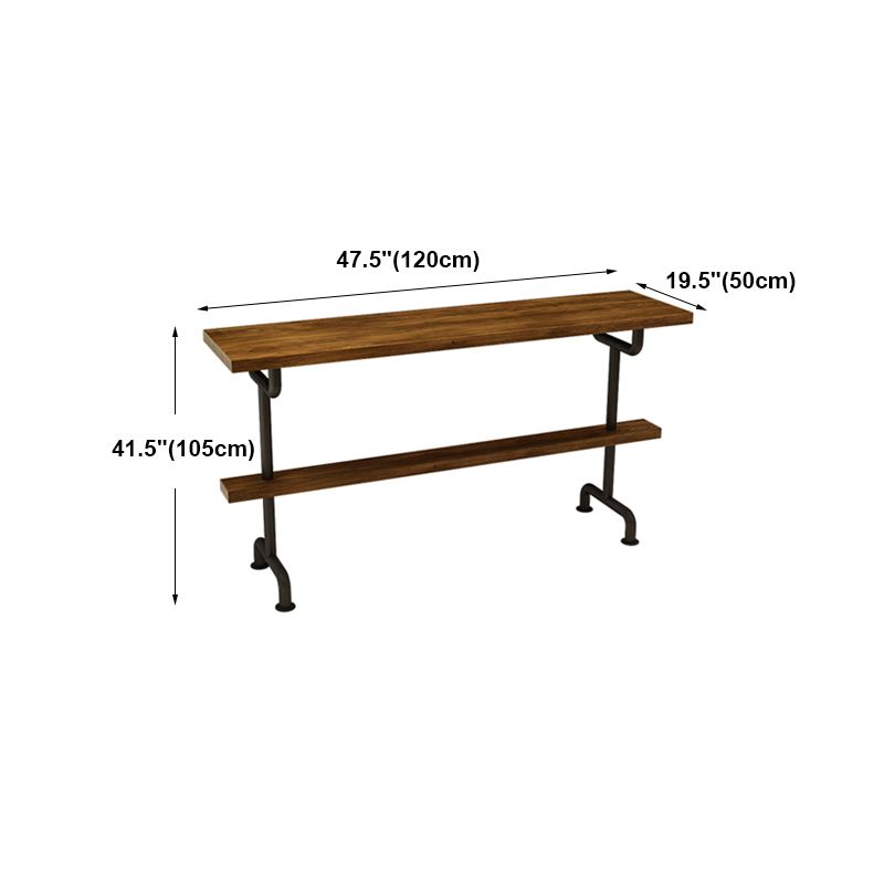 Light Brown Industrial Style Bar Table in Iron and Solid Wood Bar Table