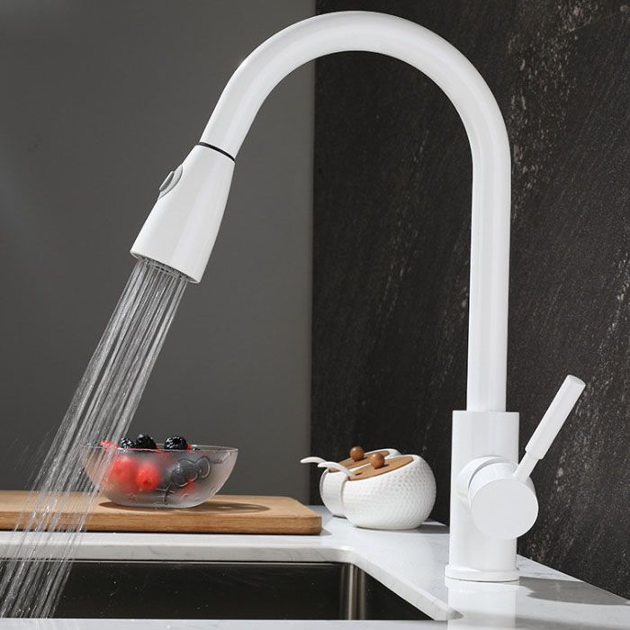 1-Hole Kitchen Faucet Pull down Sprayer Kitchen Faucet with Single Lever Handle