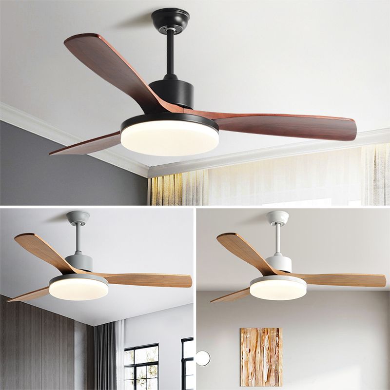 Modern Ceiling Fan Light Fixture Wooden LED Ceiling Lamp for Bedroom