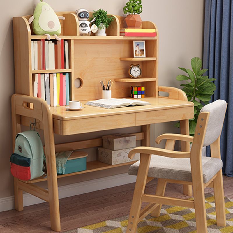 23.6" Width Child Desk Writing Desk with Drawer Solid Wood Kids Desk