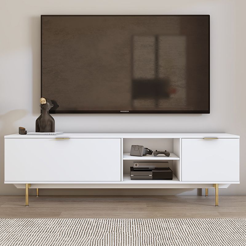 Modern TV Console Contemporary White TV Stand with Storage for Living Room