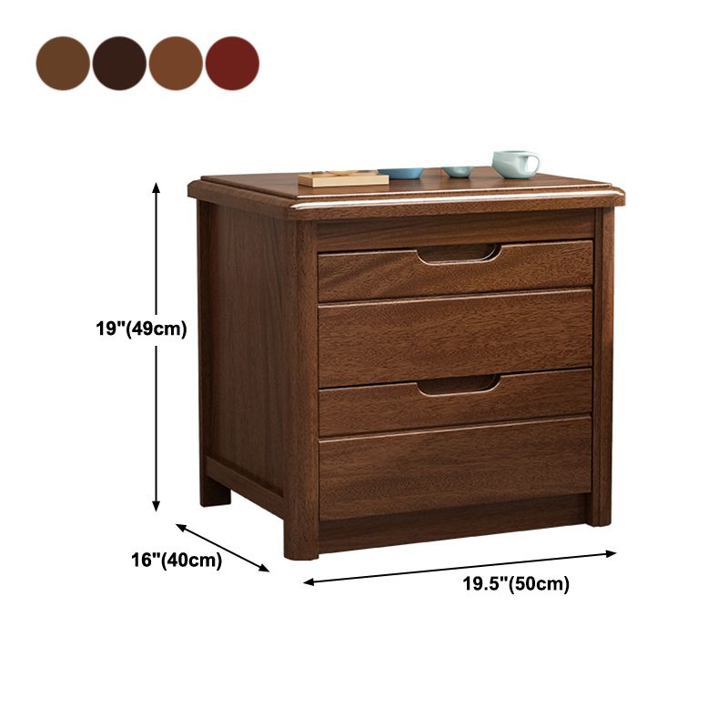 Solid Wood 20" Bed Nightstand 2-Drawer Walnut Modern Night Table