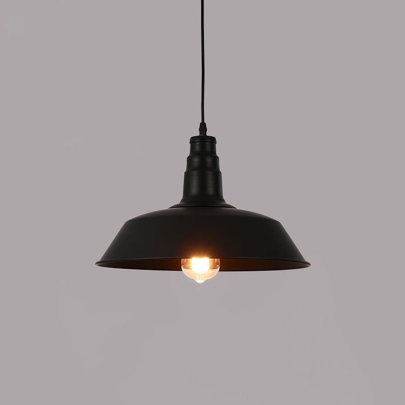 Pendants contemporains, luminaire pendentif en métal industriel en métal à 1 lumière en noir