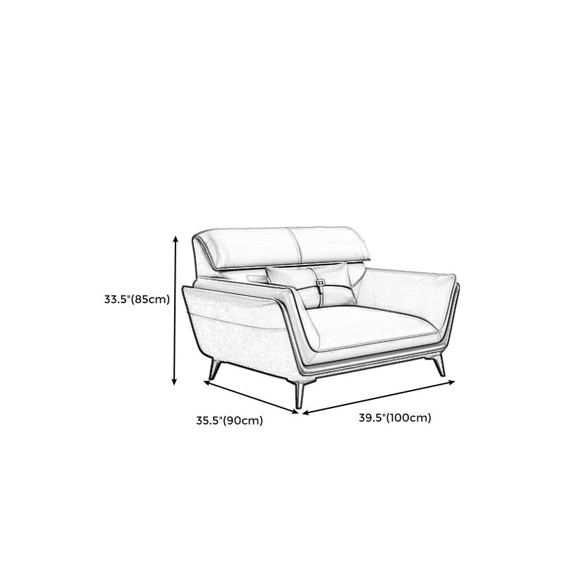 33.46" H Flared Arm Modern Sofa with Sewn Pillow Back Metal Legs Sofa