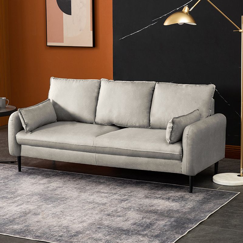 Contemporary Pillow Back Couch Square Arm Leather Sofa for Living Room