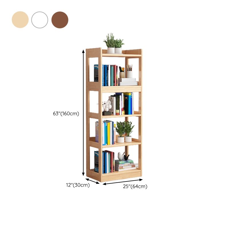 Modern Standard Bookshelf Wooden Open Back Bookcase with Rectangular Shelves