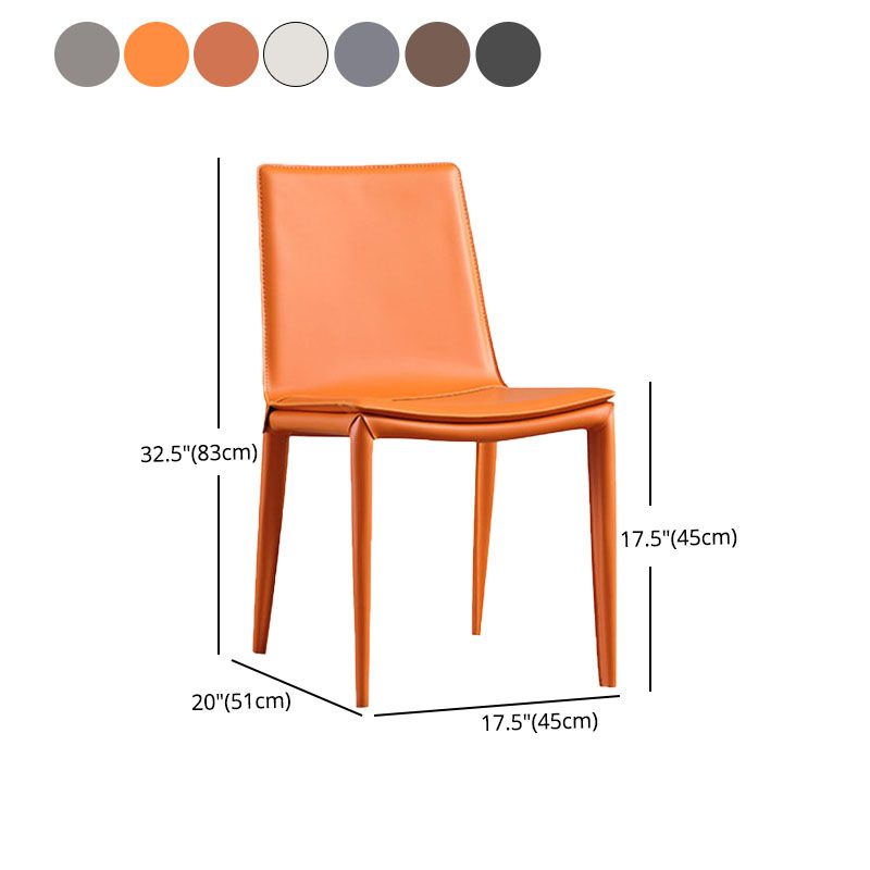 Contemporary Design Solid Back Chair for Home Armless Leather Dining Chairs