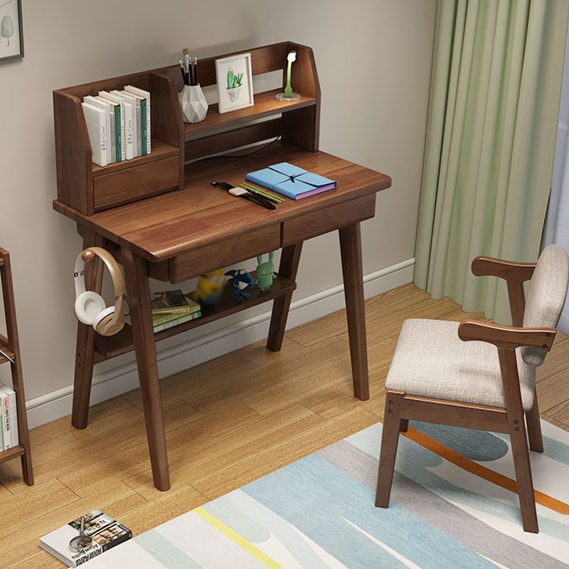 Writing Desk Kids Desks with Shelves Wood Study Desk and Chair Set