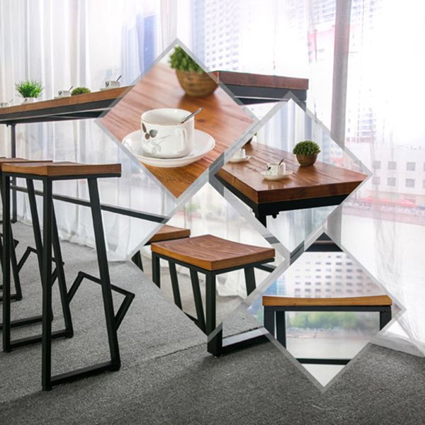 Pine Wood Bar Table Industrial Rectangle Bar Dining Table with Trestle for Cafe