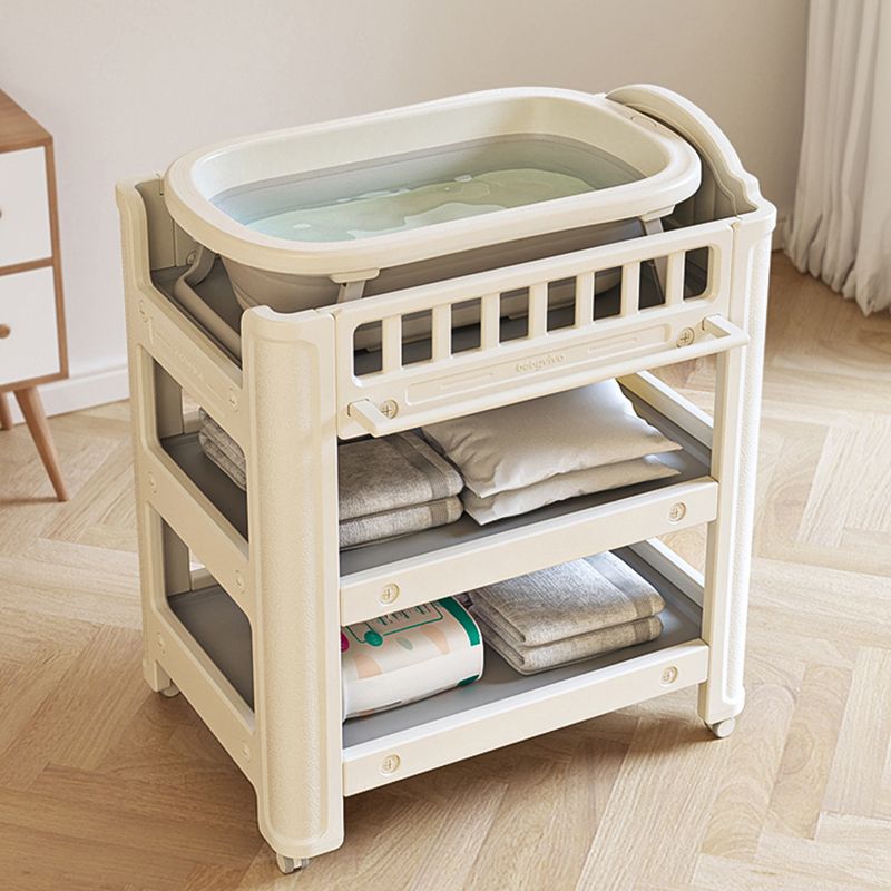 Modern Plastic Baby Changing Table Arch Top Changing Table With Shelf